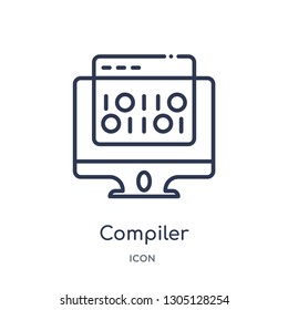 compiler icon from programming outline collection. Thin line compiler icon isolated on white background.