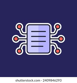 compiling data icon with a document, outlined design