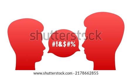 Complain or curse. Concept of parental advisory explicit content. Vector illustration.