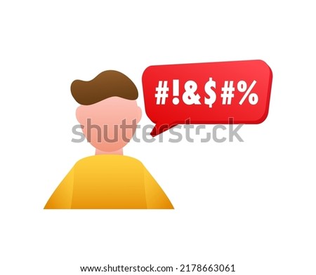Complain or curse. Concept of parental advisory explicit content. Vector illustration.