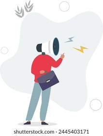 Complain on everything, blame other people, negative feedback, furious anger boss complainer or displeased manager concept.