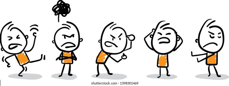 Complaining people. Doodle style vector illustration object isolated. Hand draw line art cartoon design character.
