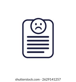 complaint, bad feedback icon on white