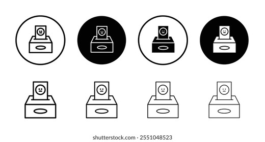 Icono de cuadro de queja Vector de contorno blanco y negro