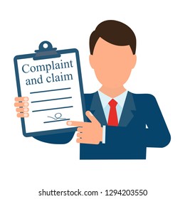 Complaint and claim. Vector image isolated on white background.