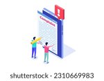 Complaint form online concept. Isometric Vector illustration.