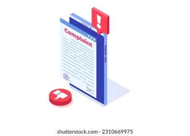 Complaint form online concept. Isometric Vector illustration.