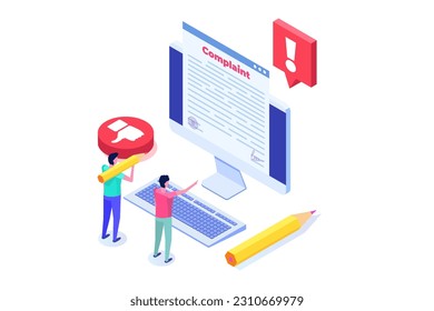 Complaint form online concept. Isometric Vector illustration.