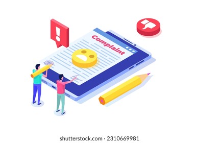 Complaint form online concept. Isometric Vector illustration.