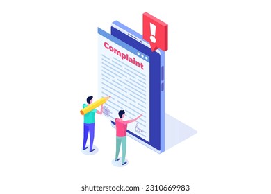 Complaint form online concept. Isometric Vector illustration.