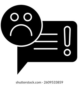 Complaint glyph solid icon, bad review