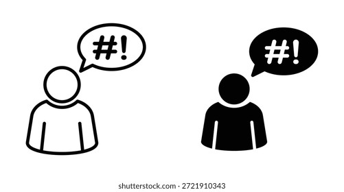 Symbol "Beschwerde". Linie mit editierbarem Strich und flach für Web