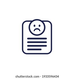icono de queja sobre blanco, vector