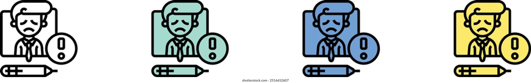 complaint icon. Outline, Green, Blue and Yellow Style Design Isolated On White Background
