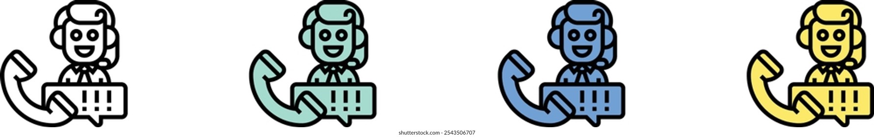 complaint icon. Outline, Green, Blue and Yellow Style Design Isolated On White Background