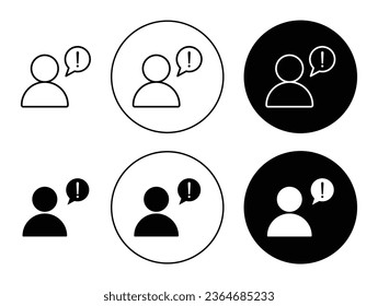 Complaint icon set in black filled and outlined style. suitable for UI designs