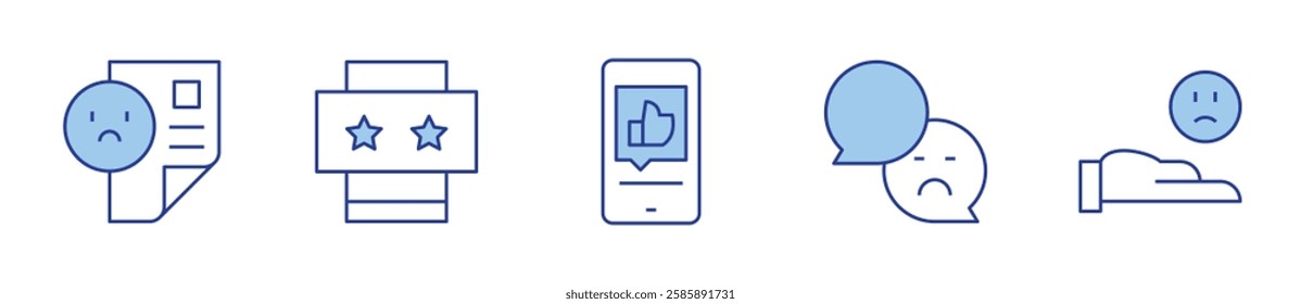 complaint, review, sad, rating, like. Feedback Icon vector illustration. Line Duotone style. Editable stroke.