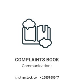 Complaints book outline vector icon. Thin line black complaints book icon, flat vector simple element illustration from editable communications concept isolated on white background