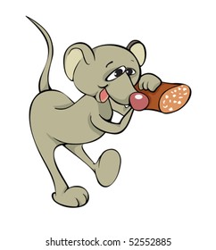 The complaisant mouse with sausage.
