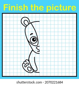 Complement the badger with a symmetrical picture and paint it. A simple drawing game for kids