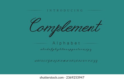 Complement Elegant Font Uppercase Lowercase and Number. Classic Lettering Minimal Fashion Designs. Typography modern serif fonts regular decorative vintage concept. vector illustration