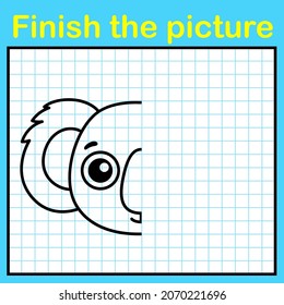 Complementar la koala con una imagen simétrica y pintarla. Un simple juego de dibujo para los niños