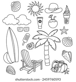 Complement to summer in doodles ready to paint.