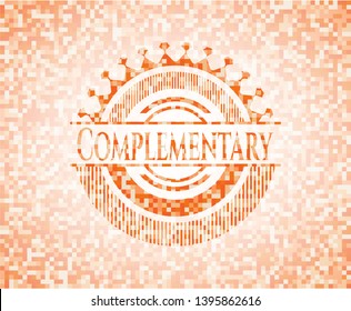 Complementary abstract emblem, orange mosaic background