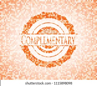 Complementary abstract orange mosaic emblem with background