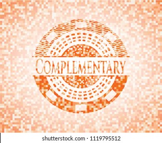 Complementary abstract orange mosaic emblem with background