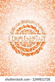 Complementary abstract orange mosaic emblem with background