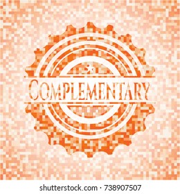 Complementary abstract orange mosaic emblem with background