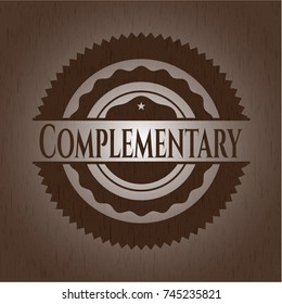 Complementary badge with wood background