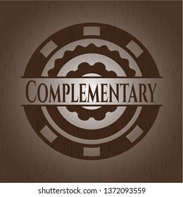 Complementary badge with wooden background