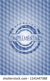 Complementary blue hexagon badge.