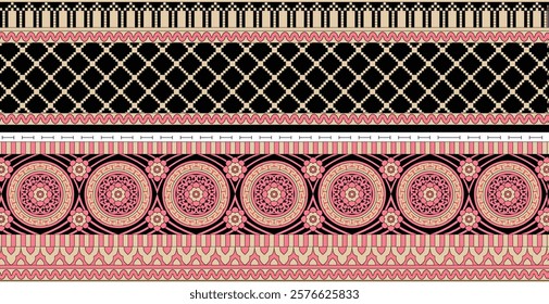 A complementary border decorative band or border, often in a contrasting color, adds balance and enhances the overall composition.