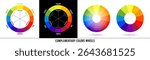 Complementary colors wheel on white and black background