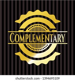 Complementary gold badge or emblem. Vector Illustration. Detailed.