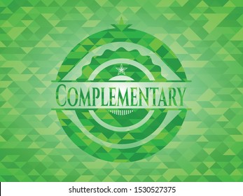 Complementary green emblem with mosaic background. Vector Illustration. Detailed.