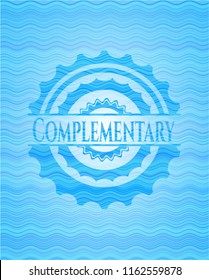 Complementary light blue water wave badge background.