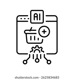 Ícone de linha preta de recomendação de produto complementar para projetos digitais e de impressão.  Ícones mínimos de limpeza para aplicativos e sites. Ícones simples modernos para UI UX e branding