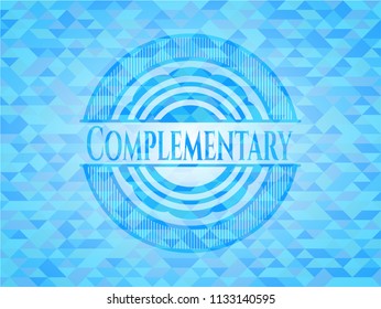 Complementary realistic sky blue mosaic emblem