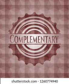 Complementary red seamless badge with geometric pattern background.