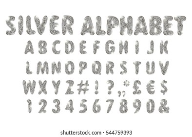Complete alphabet set in brushed chrome objects
