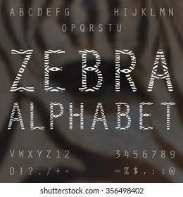 Complete alphabet vector set based on zebra motive.