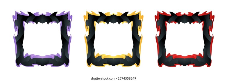 complete avatar game border with abyss theme and three color for in-game material and sosial media profile