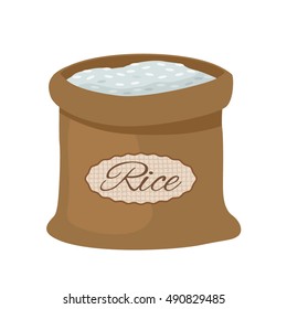 a complete bag of rice isolated on white background. flat vector illustration