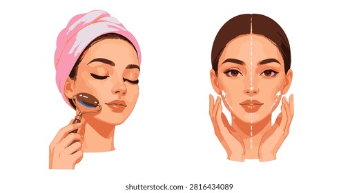 complete beauty skincare routine before and after facial care