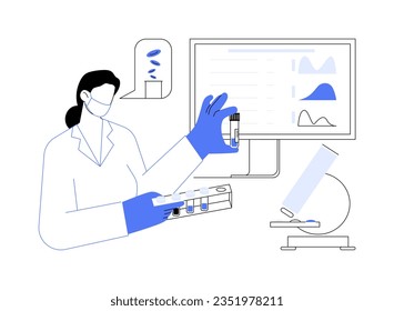 Ilustración vectorial de concepto de hemograma abstracto completo. El trabajador de laboratorio examina el recuento sanguíneo completo, el sector de la medicina, la información sobre las células, el tamaño de la hemoglobina metáfora abstracta.