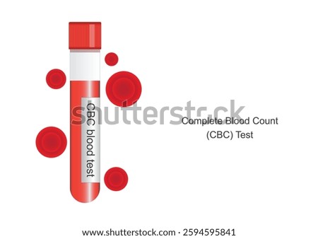 Complete blood count (CBC) is a blood test that measures amounts and sizes of your red blood cells, hemoglobin, white blood cells and platelets.Medical health care, vector illustration.